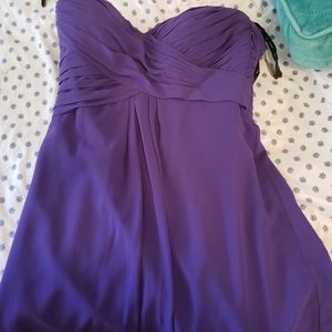 Strapless purple bridesmaid dress